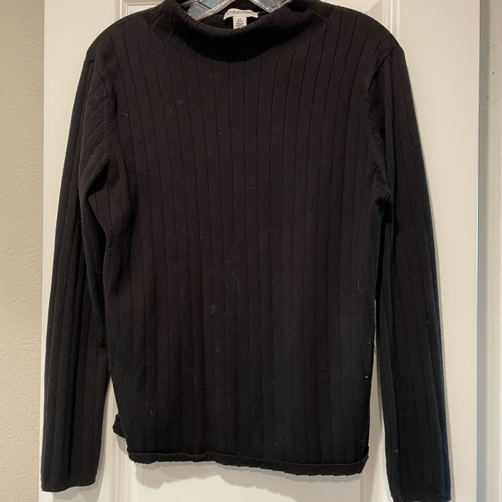 Calvin Klein Black Ribbed Knit Top